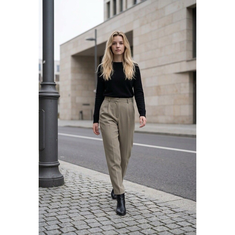 Sigrid Olsen Women’s Petite Beige Dress Pants Size 4P Straight Leg Formal Office